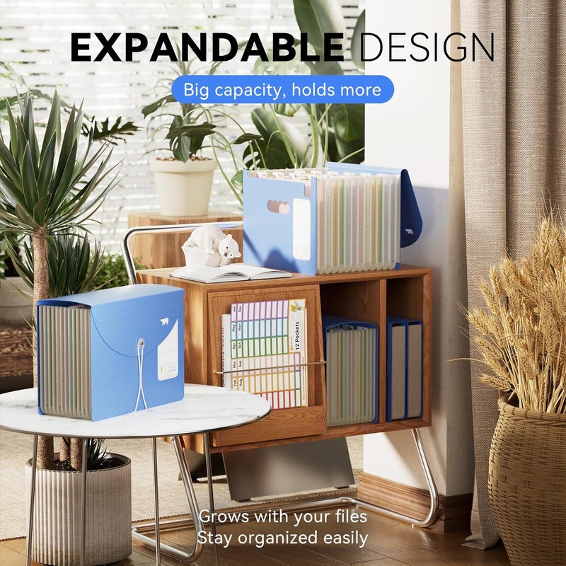 EcoStash 13-Pocket Accordion File Organizer,Wheat Straw Expanding File Folder with Polar Bear Cut-Out,Portable Monthly Paper Bill Tax Receipt Organizer, Letter A4 Size -UN Blue Polar Bear - Image 4